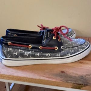 Sperry Anchor Sequin Boat Shoes 8.5
